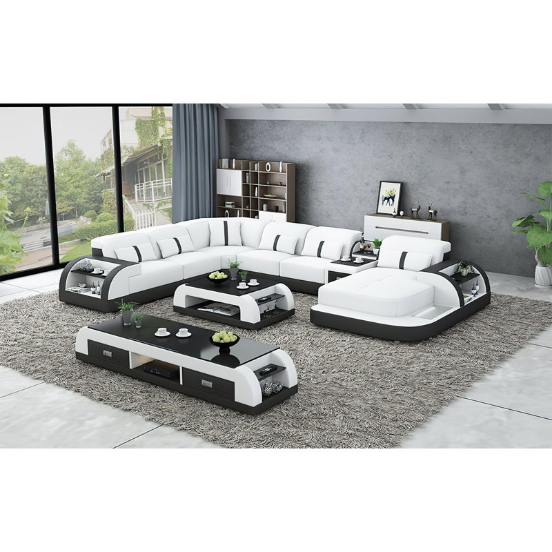 Jubilee Modern/contemporary design 11 Piece Leather Sectional Wayfair
